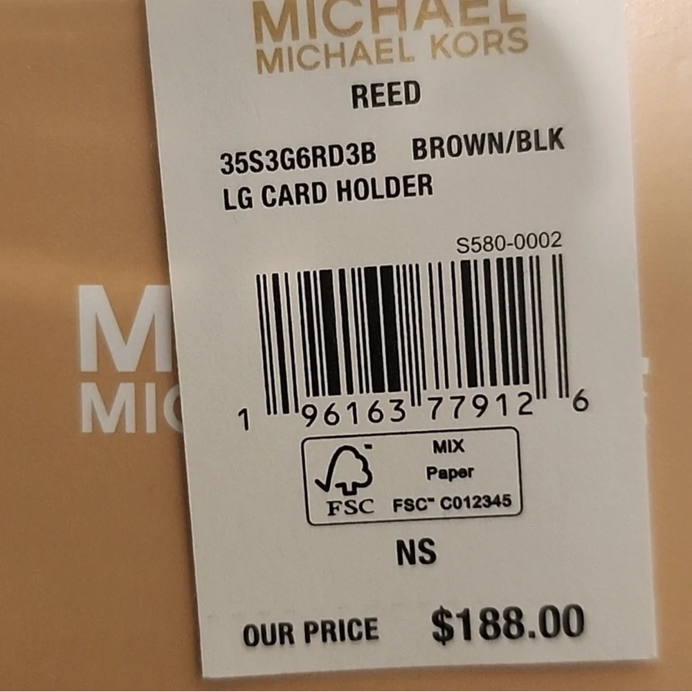 Michael Kors Black and Brown Signature Card Holder - Picture 2 of 2